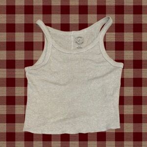 Light Gray Ribbed High Neck Cropped Tank top - Urban Outfitters